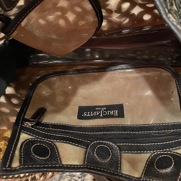 ERIC JAVITS Blk Patent Circle Metallic Gold Mesh - Picture 3 of 5